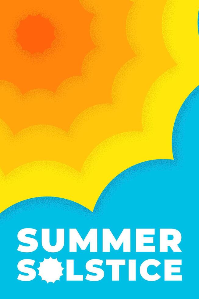 Abstract retro minimal summer solstice poster. Bright sun equinox holiday vintage print. Trendy minimalist placard. Summertime eps design template vector