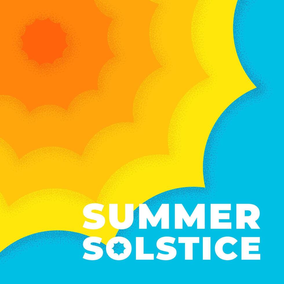 Abstract retro minimal summer solstice square banner. Bright sun equinox holiday vintage flyer. Trendy minimalist card. Summertime eps design template vector