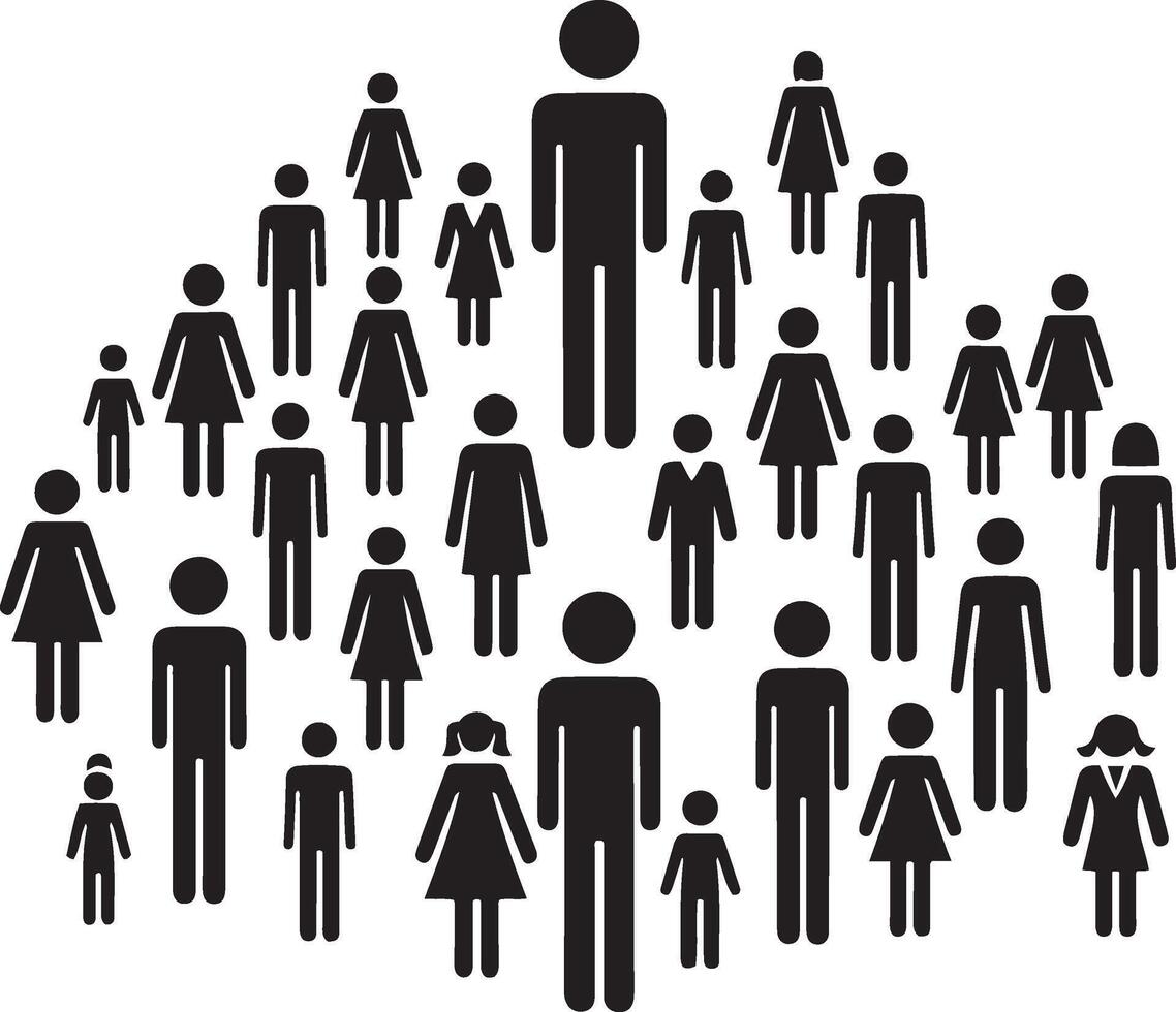 Group of people. People gathering icon in trendy flat style. Office Crowd silhouette signs for infographics. vector