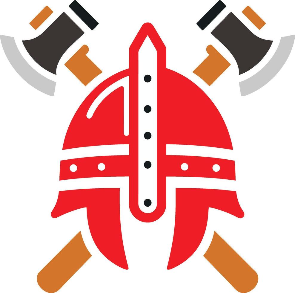 Viking helmet with two axes on top of it. vector