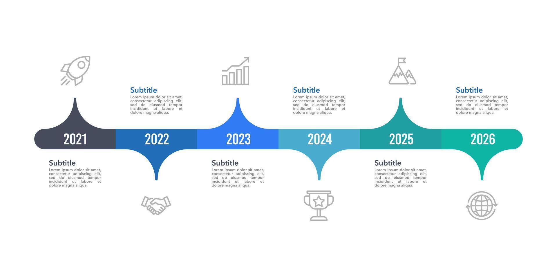 Business infographic 6 important events to success. Annual report, Business presentation template. vector
