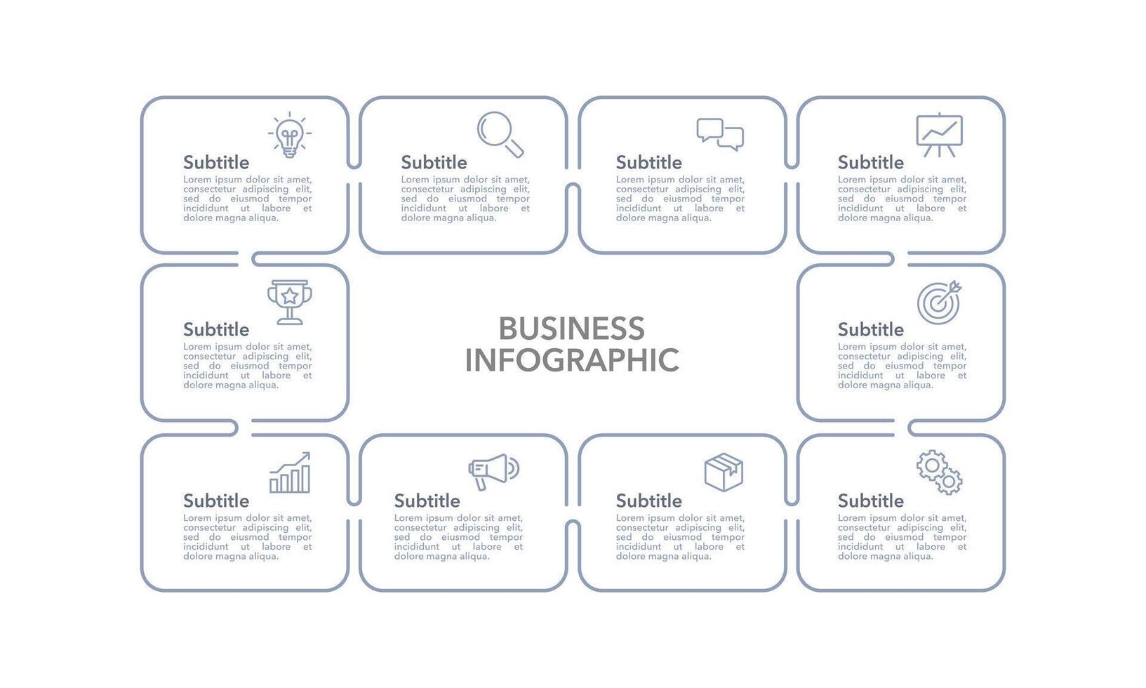 Workflow 10 process development infographic design template. Business presentation. vector