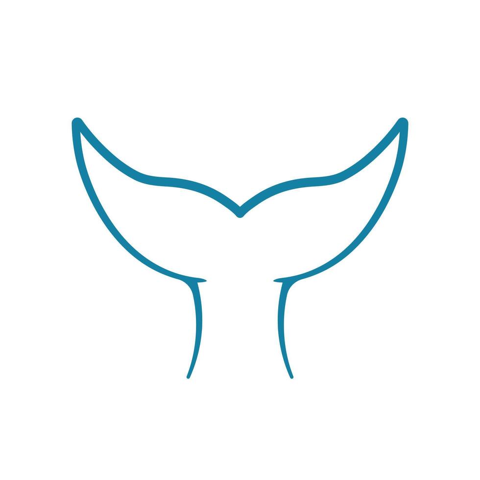 Whale Fish Tail Line Art Drawing Icon Illustration vector
