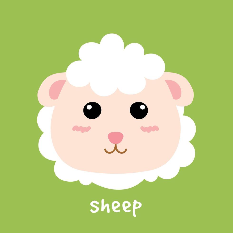 Cute Little Sheep Face Drawing Farm Animal Cartoon Illustration vector