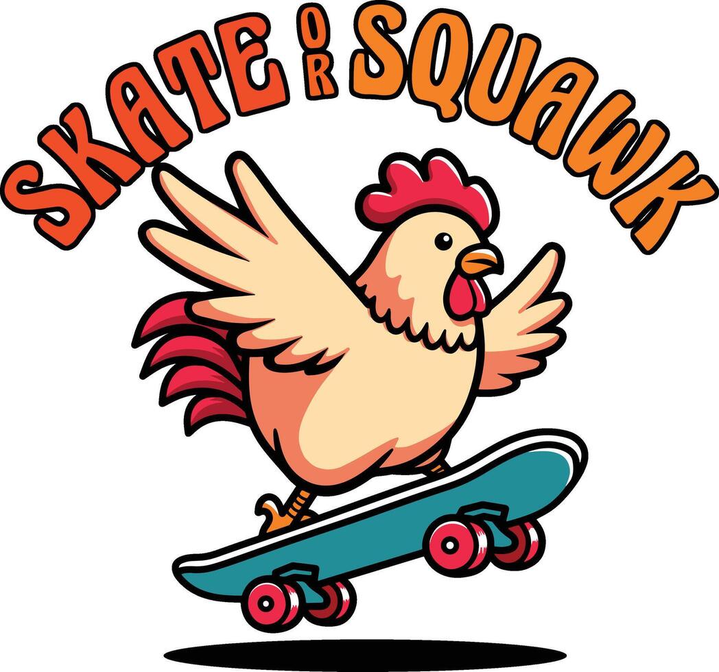 Chicken skateboard design vector