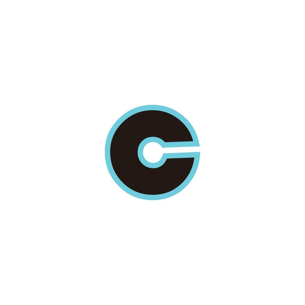 letra C neón, azul geométrico símbolo sencillo logo vector