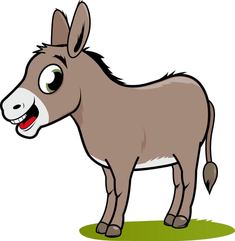 Cute donkey at the farm animal. Cartoon donkey in white background. vector