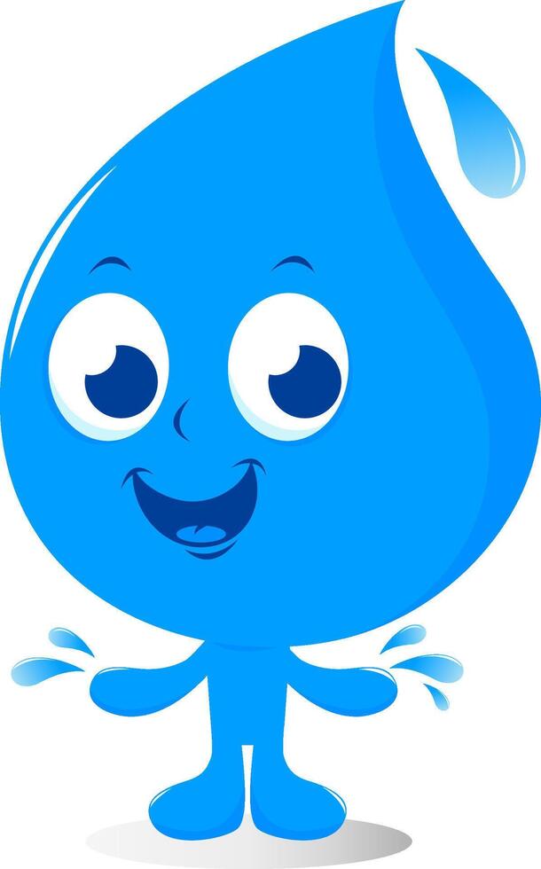 azul agua personaje. linda agua soltar dibujos animados en blanco antecedentes. vector