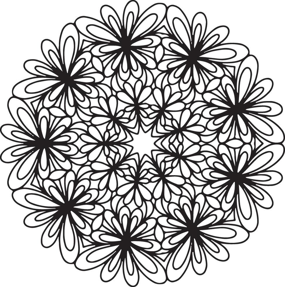 patrón circular en forma de mandala para henna, mehndi, tatuaje, decoración. adorno decorativo en estilo étnico oriental. página de libro para colorear. vector