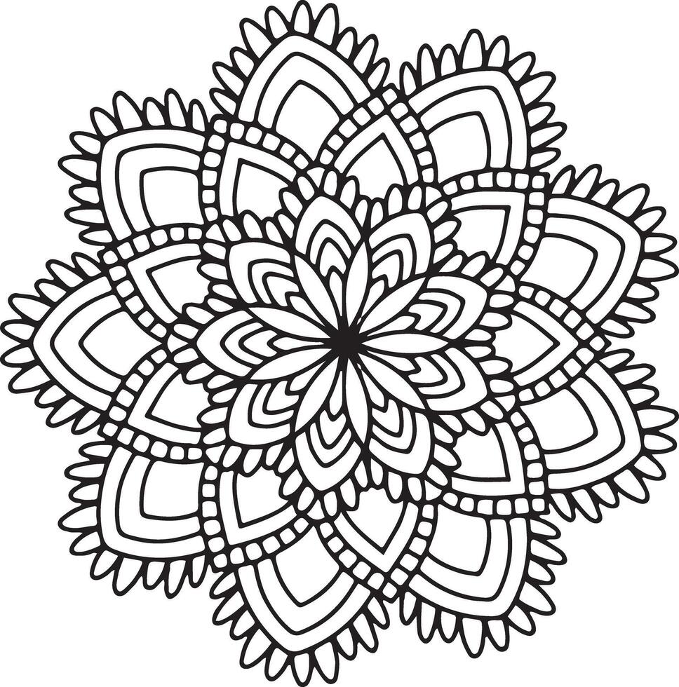 patrón circular en forma de mandala para henna, mehndi, tatuaje, decoración. adorno decorativo en estilo étnico oriental. página de libro para colorear. vector