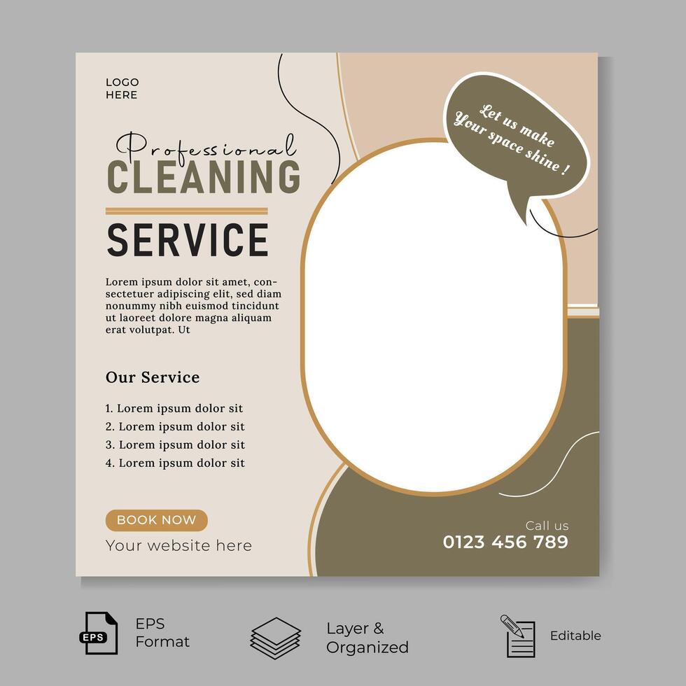 House cleaning service social medi post design . vector