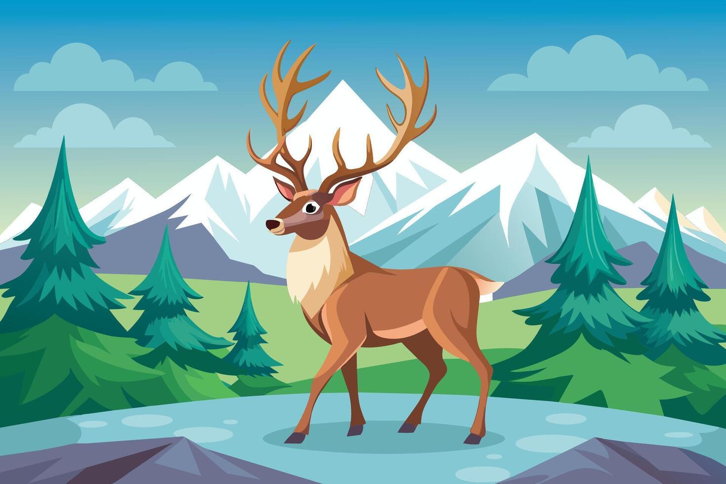 Reindeer mammal in its natural habitat vector