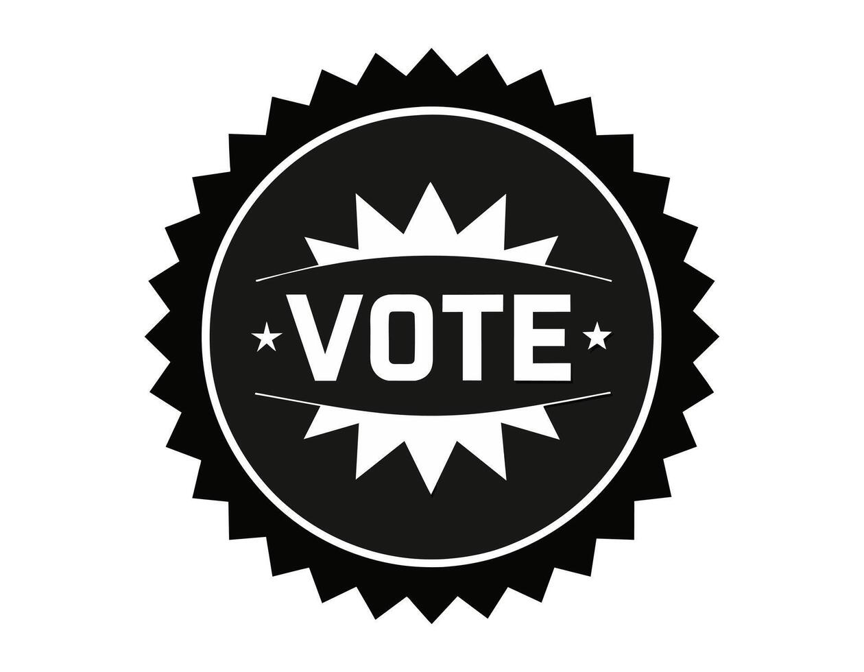 Black VOTE emblem in circular badge design. Graphic icon. Illustration on white surface. Concept of democracy, elections, political engagement. Design for badge, sticker, voting campaign vector