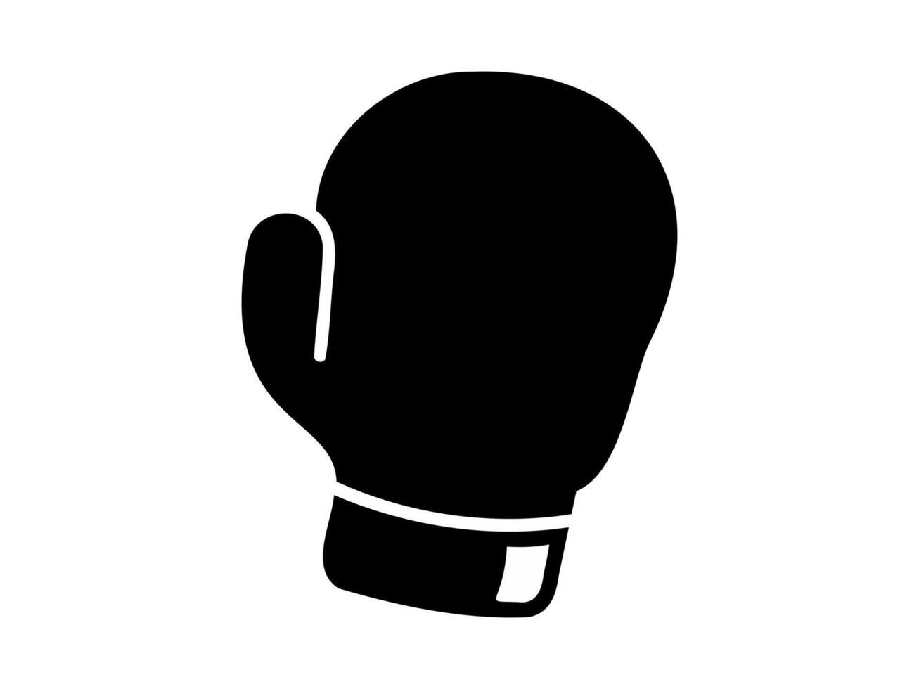 Black boxing glove silhouette. Black and white graphic illustration of sporting glove. Icon, logo, sign, pictogram, print. Concept of sports equipment, powerful punch. Isolated on white backdrop vector