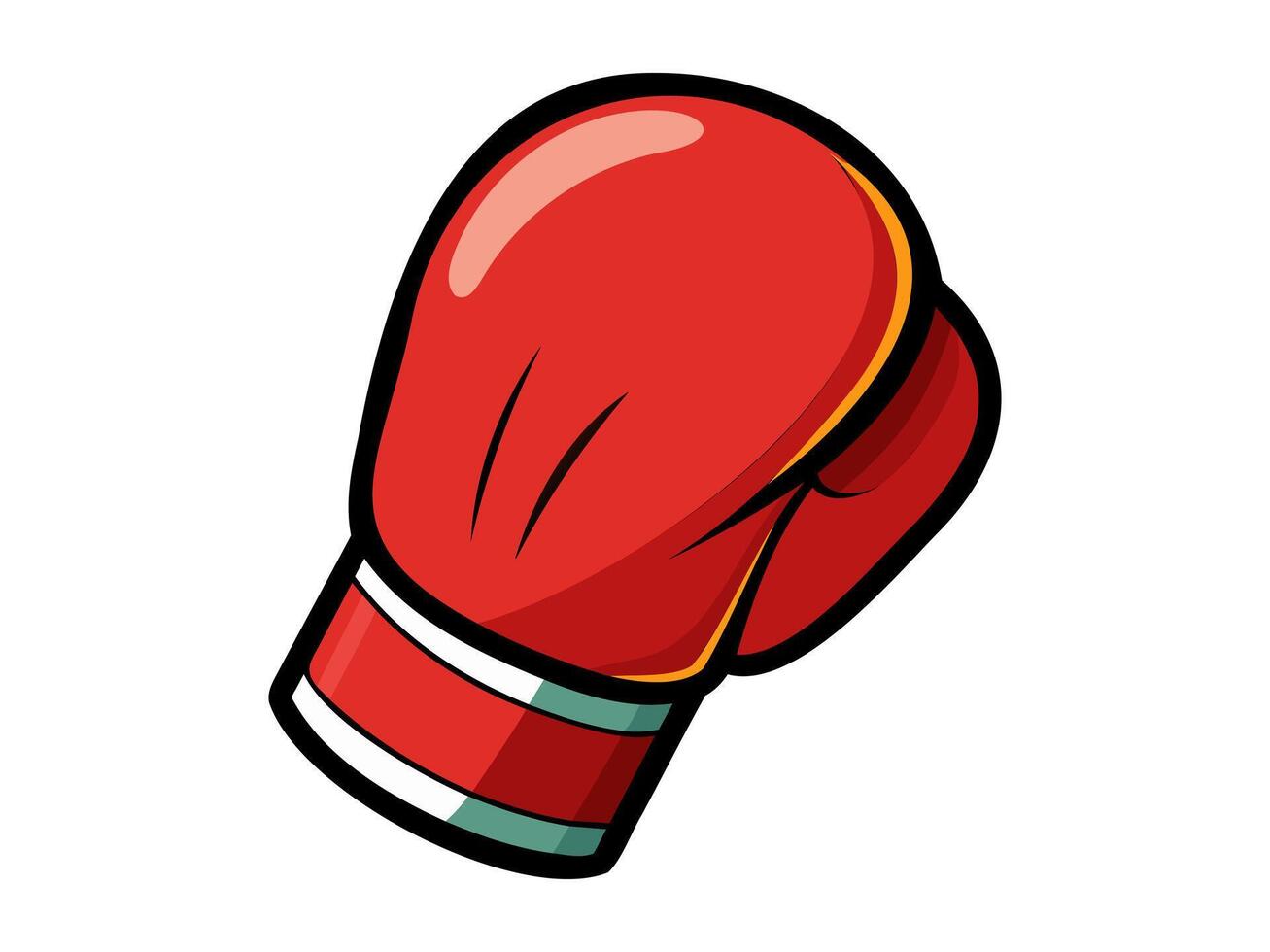 Red boxing glove illustration. Single sporting glove with a simplistic design. Concept of sports equipment, boxing training, athletic gear, combat sports. Isolated on white background vector