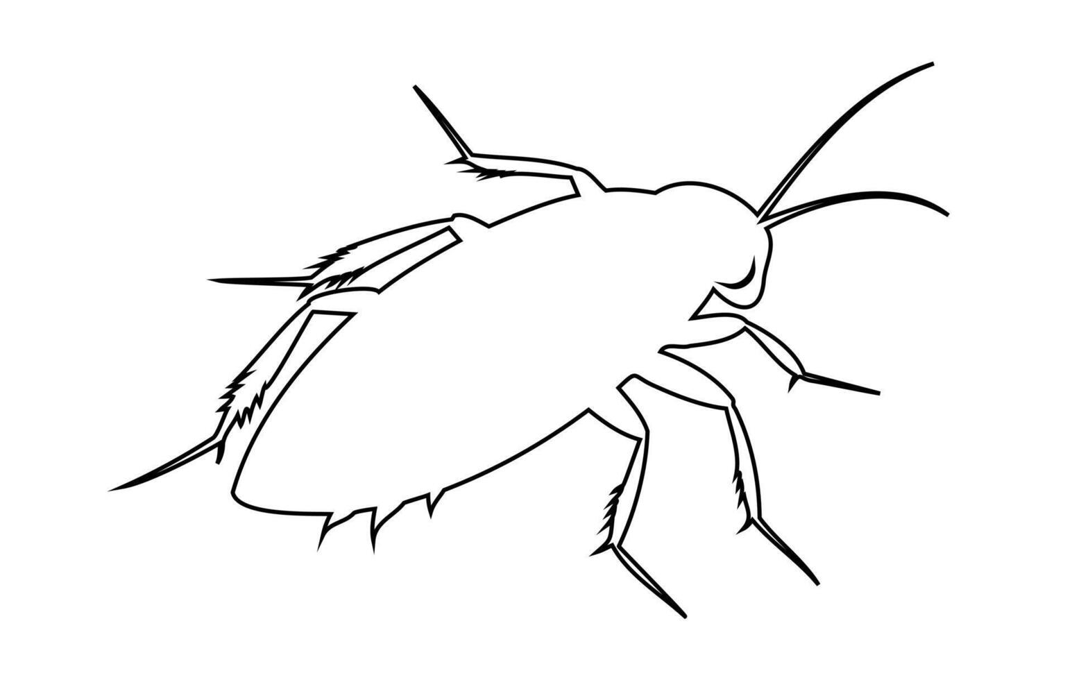 negro contorno de cucaracha aislado en blanco antecedentes. ilustración. icono, firmar, pictograma, impresión. diseño elemento. parásito controlar y infestación concepto para diseño, impresión y educativo material vector