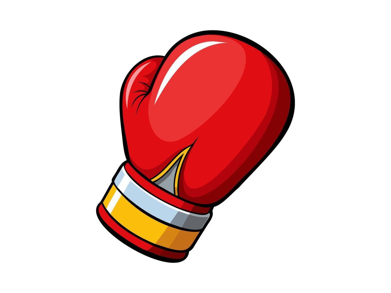 Red boxing glove illustration. Single sporting glove with a simplistic design. Concept of sports equipment, boxing training, athletic gear, combat sports. Isolated on white backdrop vector