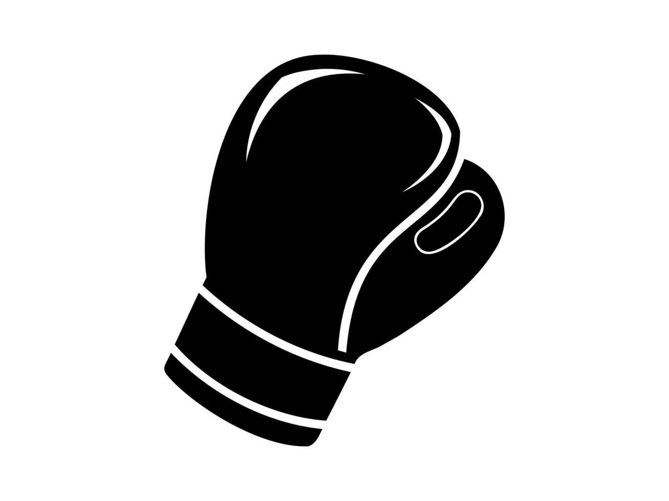 negro boxeo guante silueta. negro y blanco gráfico Arte de deportivo guante. icono, logo, firmar, pictograma, impresión. concepto de Deportes equipo, poderoso puñetazo. aislado en blanco fondo vector