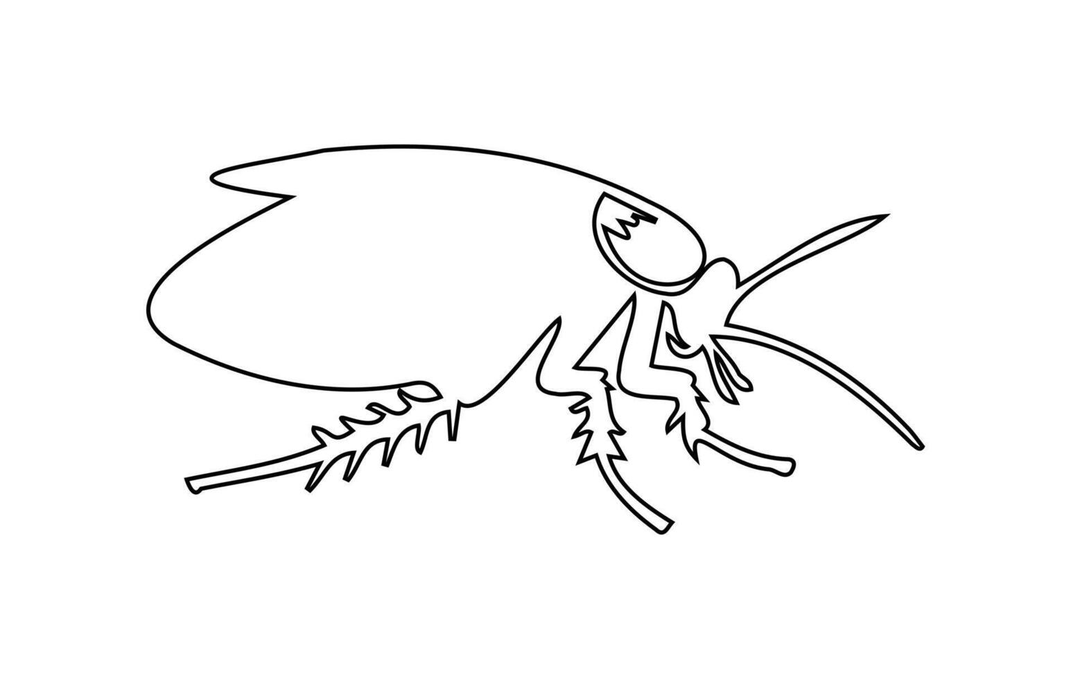 Black outline of cockroach on white background Illustration. Icon, sign, pictogram, print. Design element. Pest control and infestation concept for design, print and educational material vector