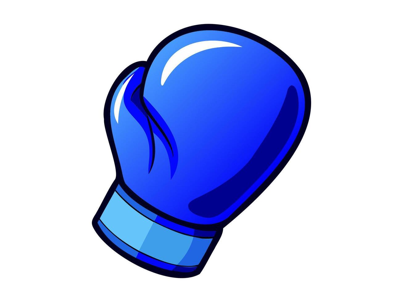 Blue boxing glove illustration. Single sporting glove with a simplistic design. Concept of sports equipment, boxing training, athletic gear, combat sports. Isolated on white backdrop vector