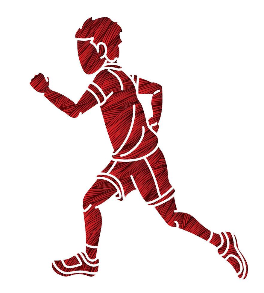 A Boy Running A Child Jogging Playing Cartoon Sport Graphic vector