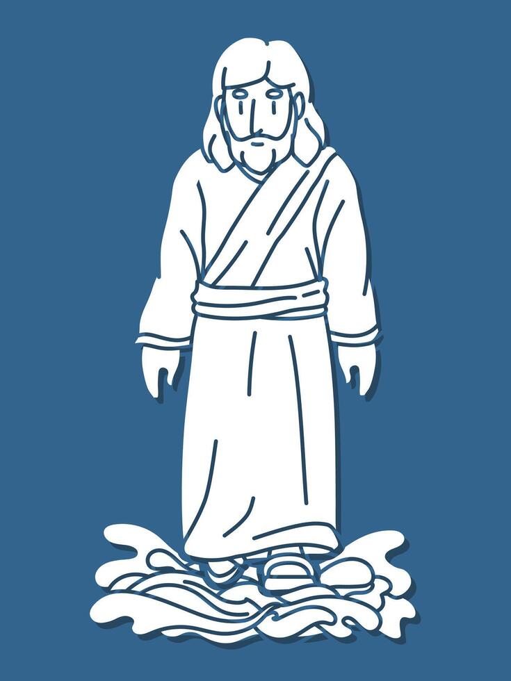 Jesus Performed the Miracle of Walking on Water Cartoon Graphic vector