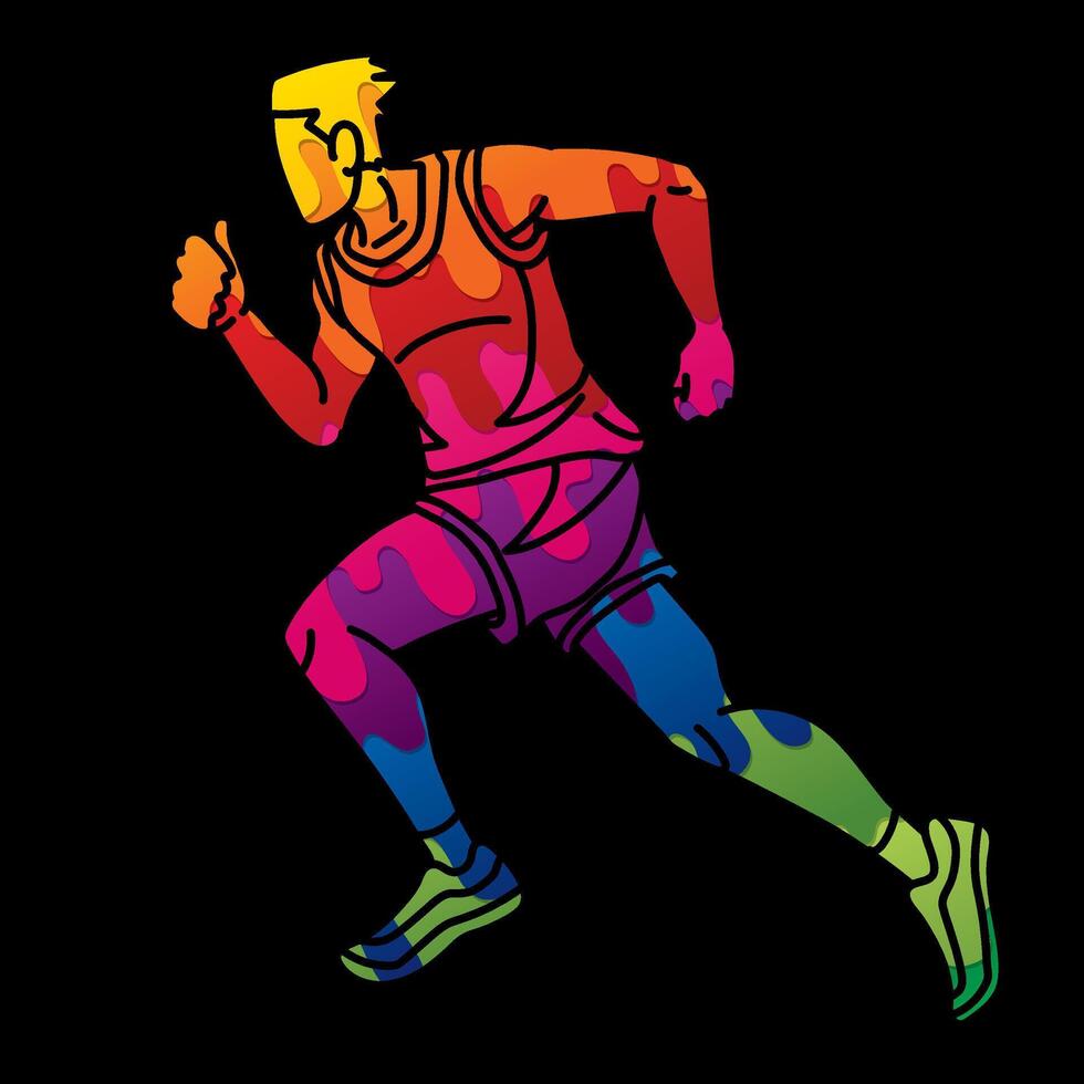 A Man Running Action Marathon Runner Male Movement vector