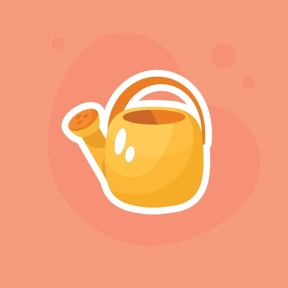 Watering can icon. Watering can isolated on orange background. Summer sticker. vector