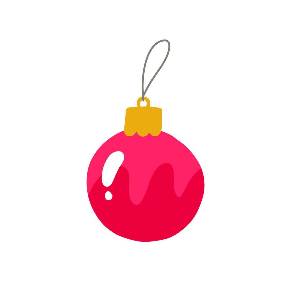 Red Christmas ball. Color illustration isolated on white background. vector