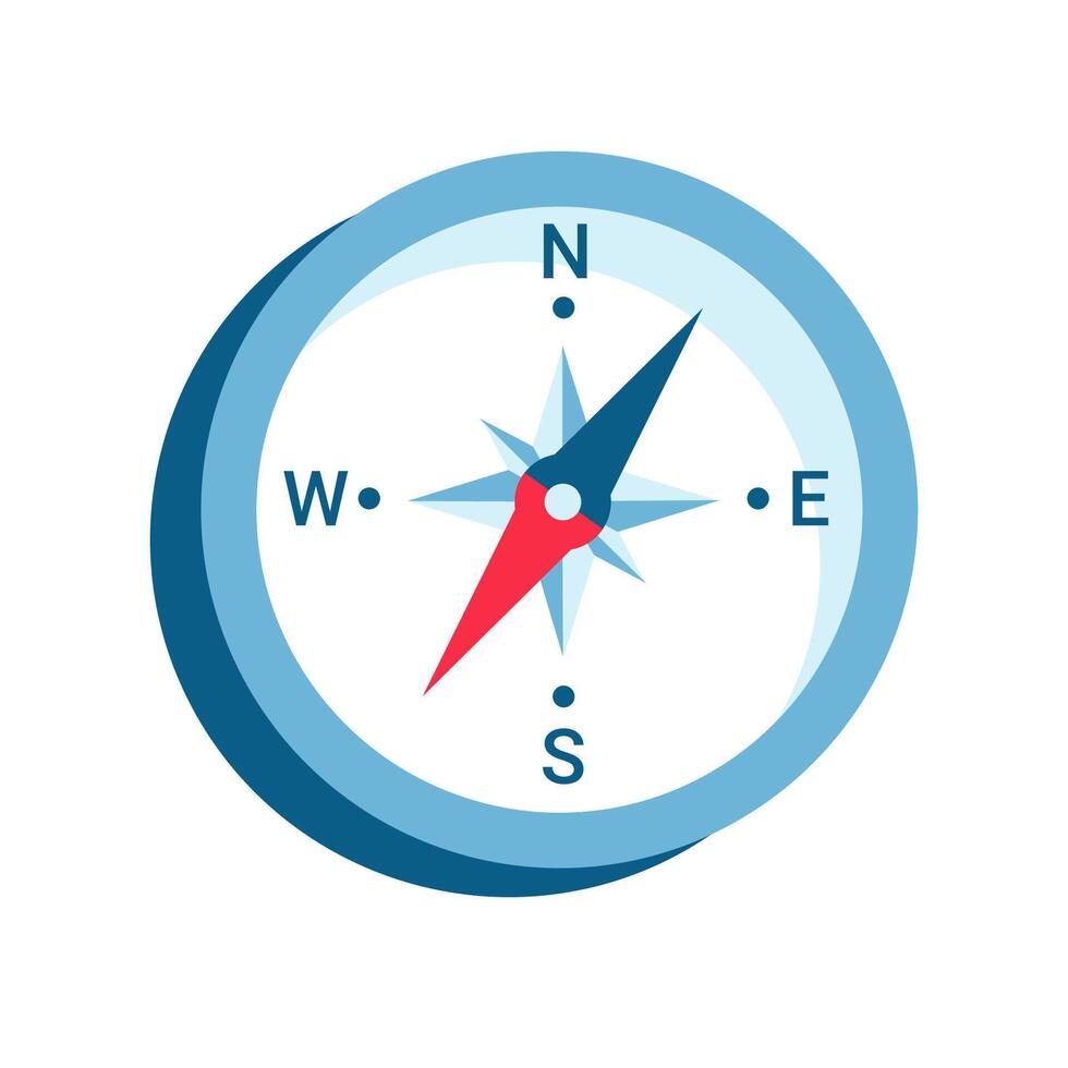 Compass flat color illustration isolated on white. vector