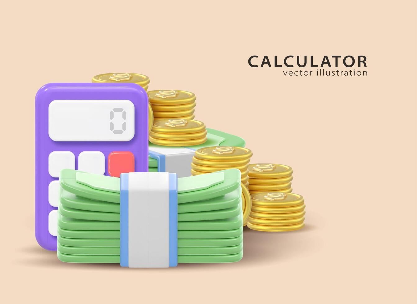 3d icon calculator. Concept of financial management vector