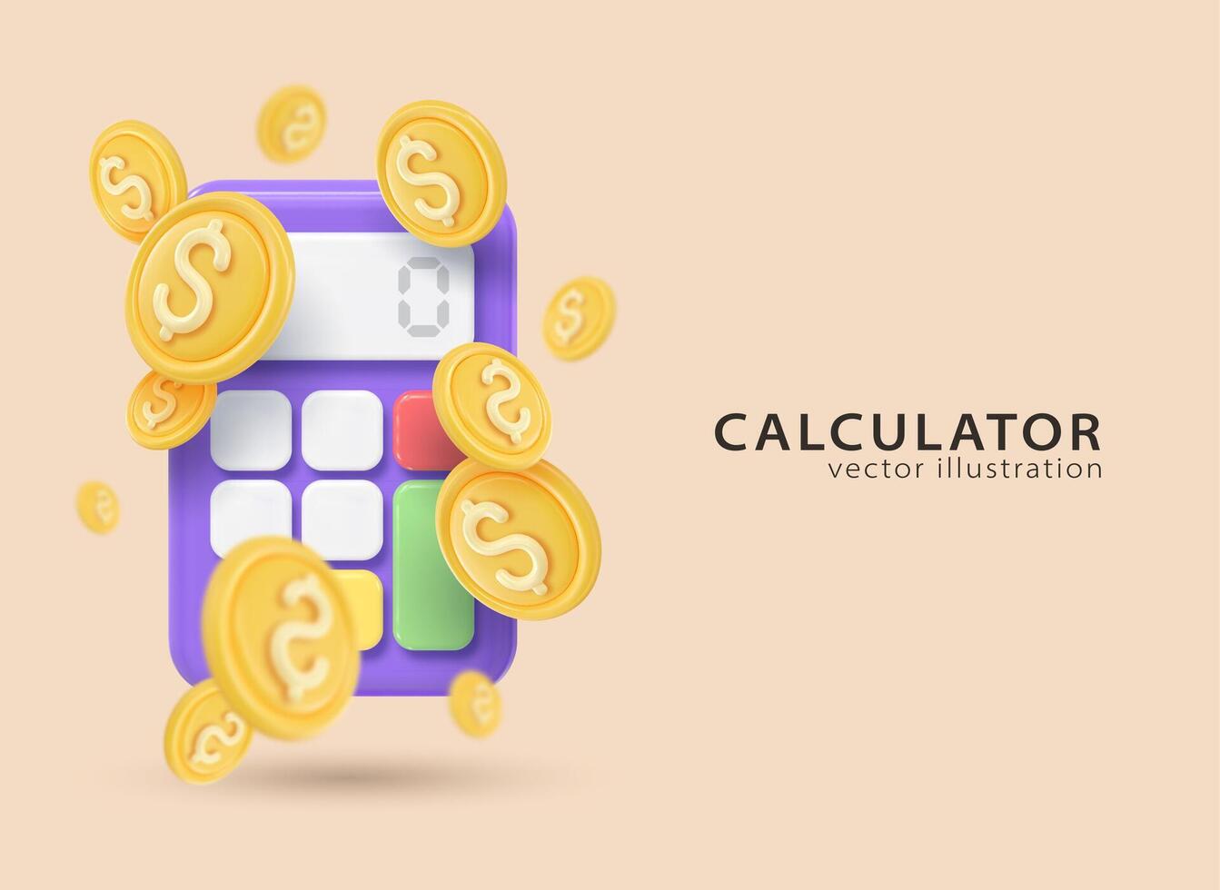 3d icon calculator. Concept of financial management vector