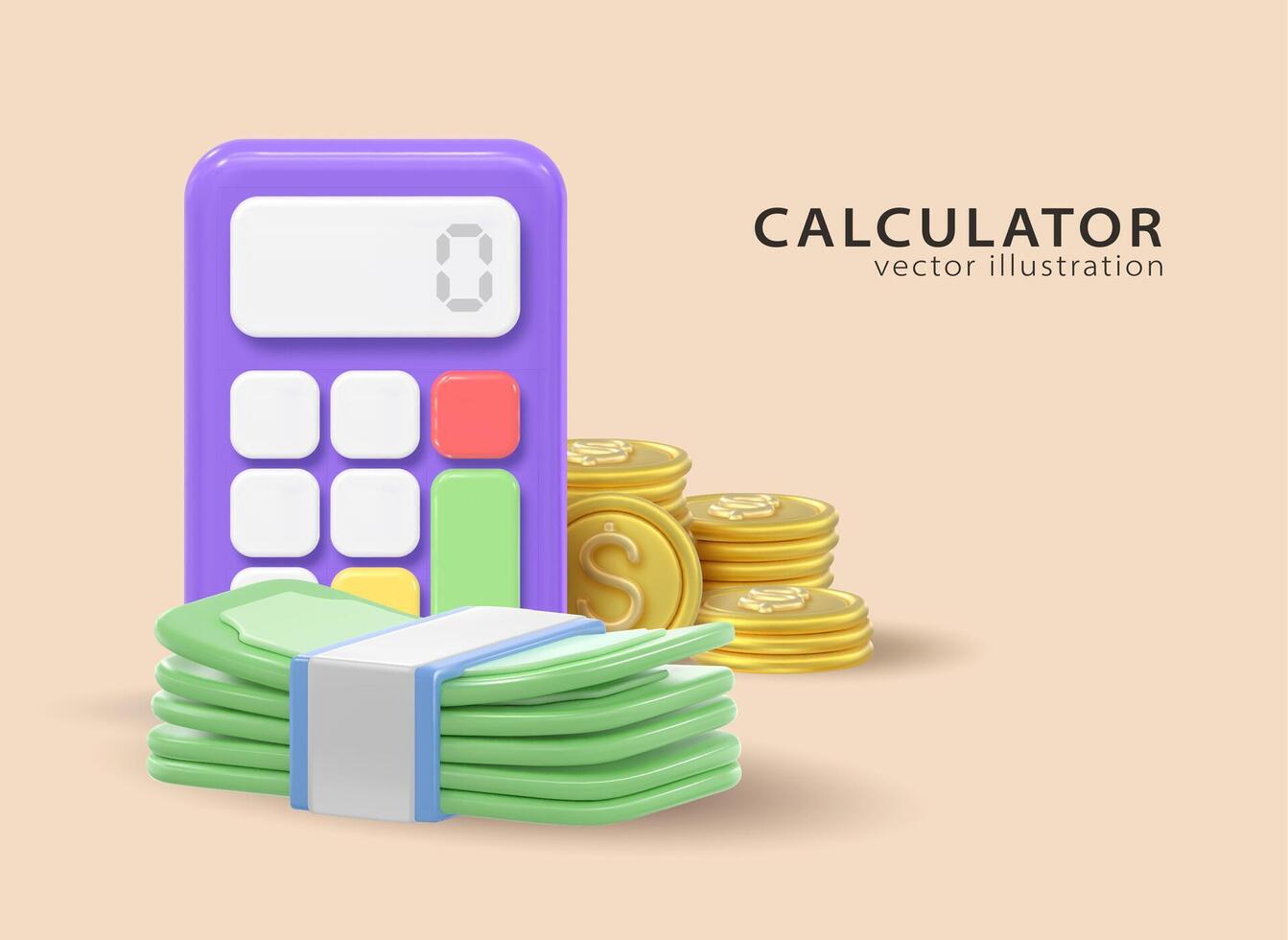 3d icono calculadora. concepto de financiero administración vector