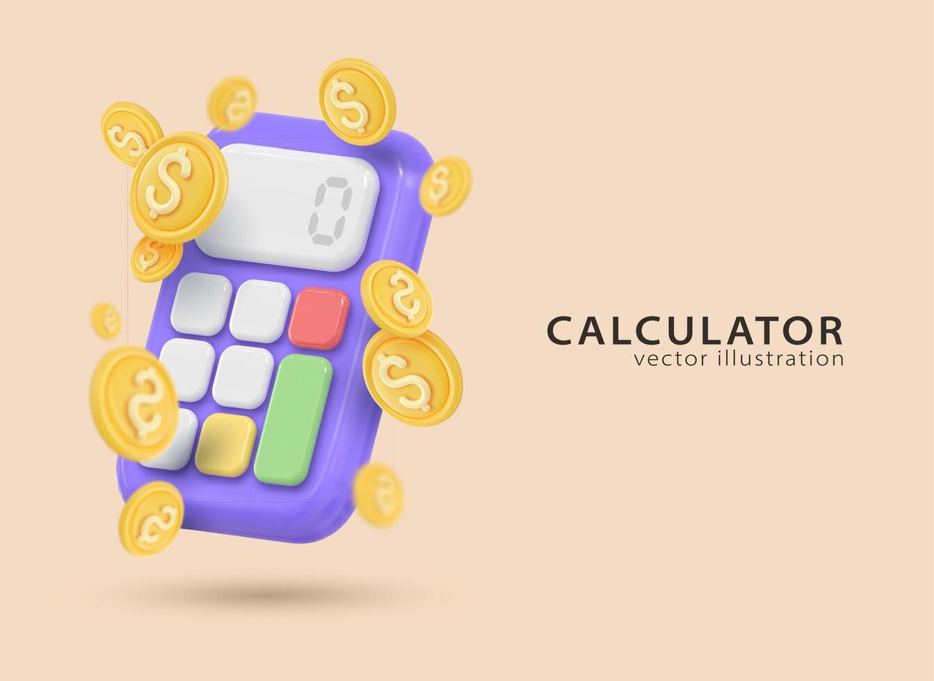 3d icono calculadora. concepto de financiero administración vector