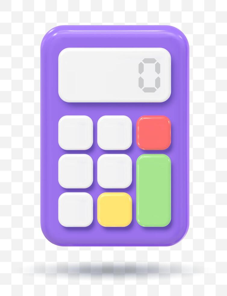 3d icono calculadora. concepto de financiero administración vector