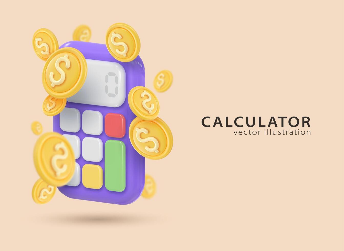 3d icon calculator. Concept of financial management vector