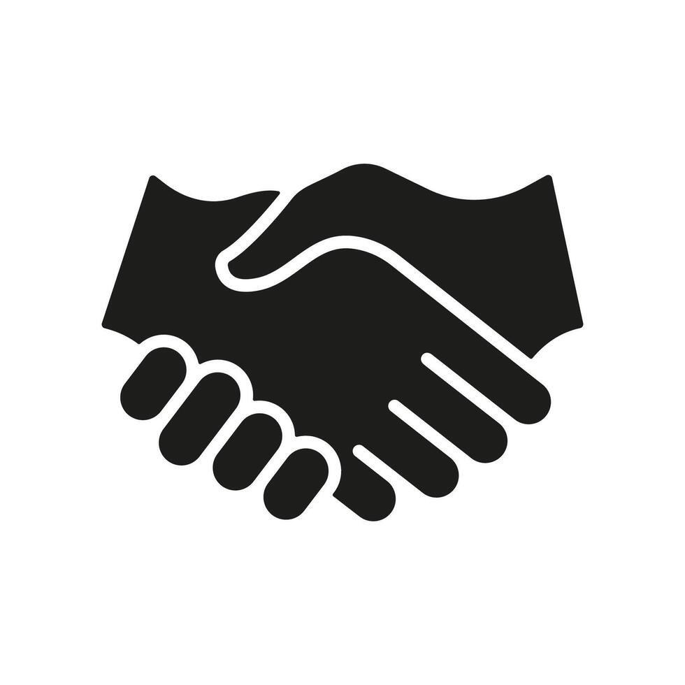 Handshake Silhouette Icon. Business Partnership. Greetings, Introduction At Meeting Glyph Pictogram. Hand Shake, Deal Solid Sign. Professional Agreement Symbol. Isolated Illustration vector