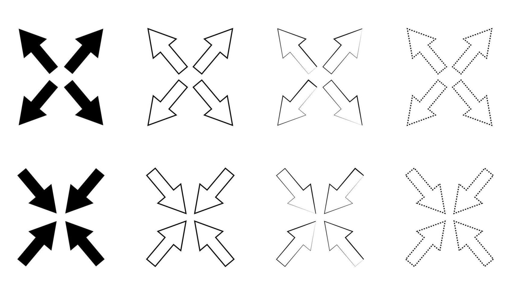 Arrows icon inward outward navigation pointer. vector