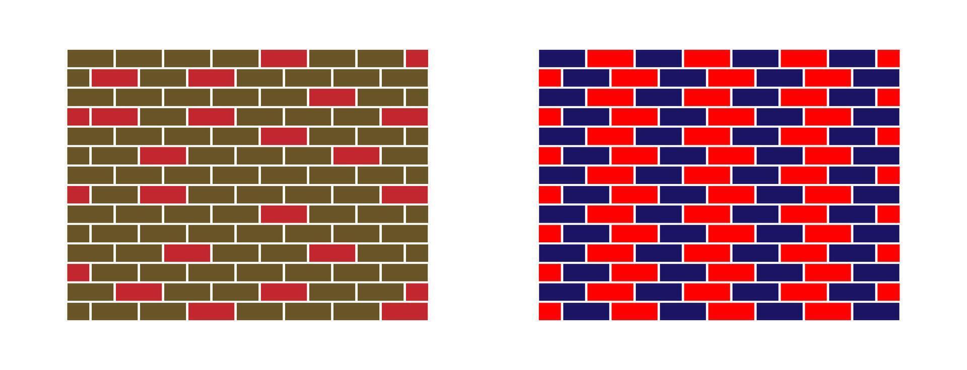 Brick wall icons trendy flat line art style. vector