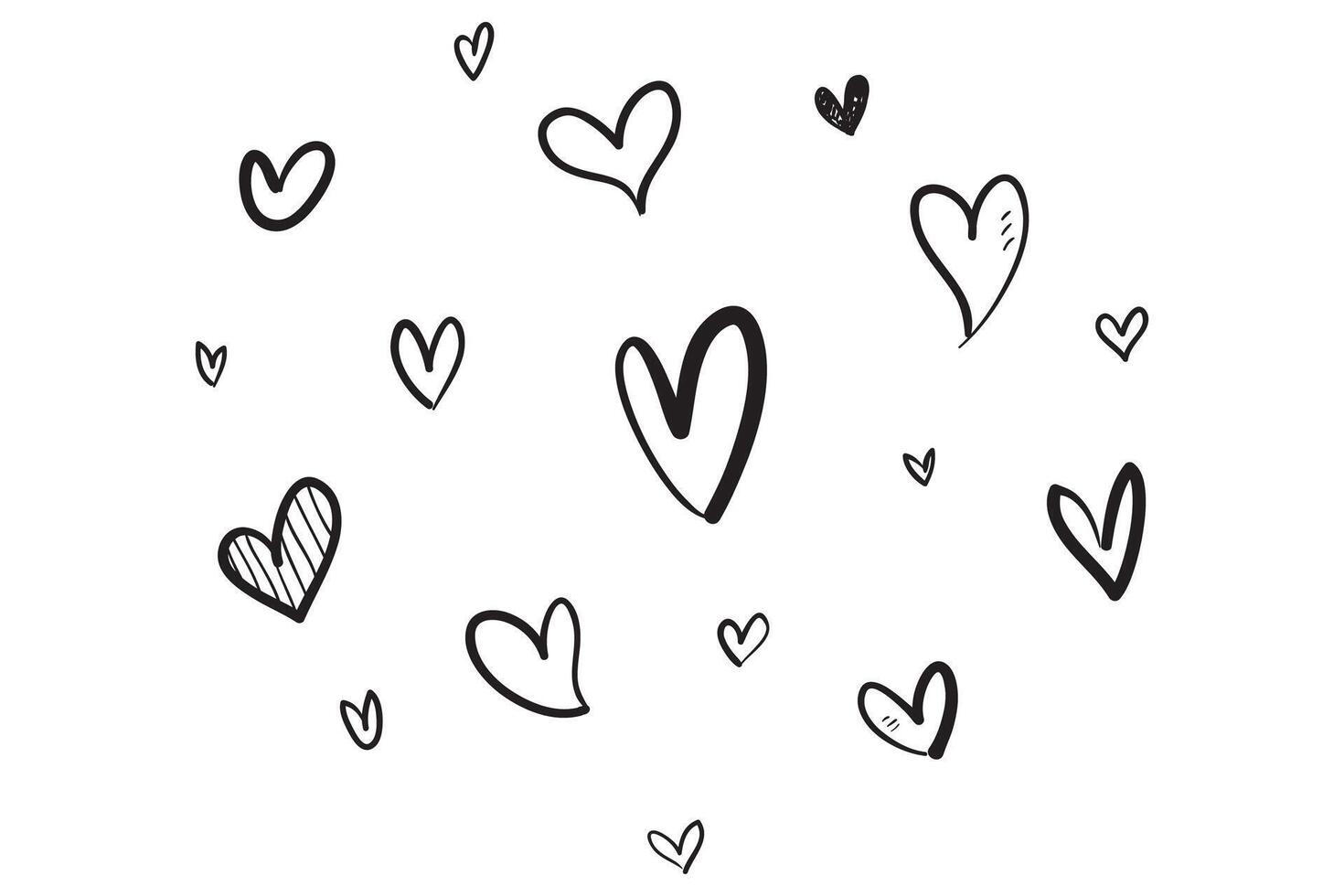 Doodle Hearts, hand drawn love hearts. vector