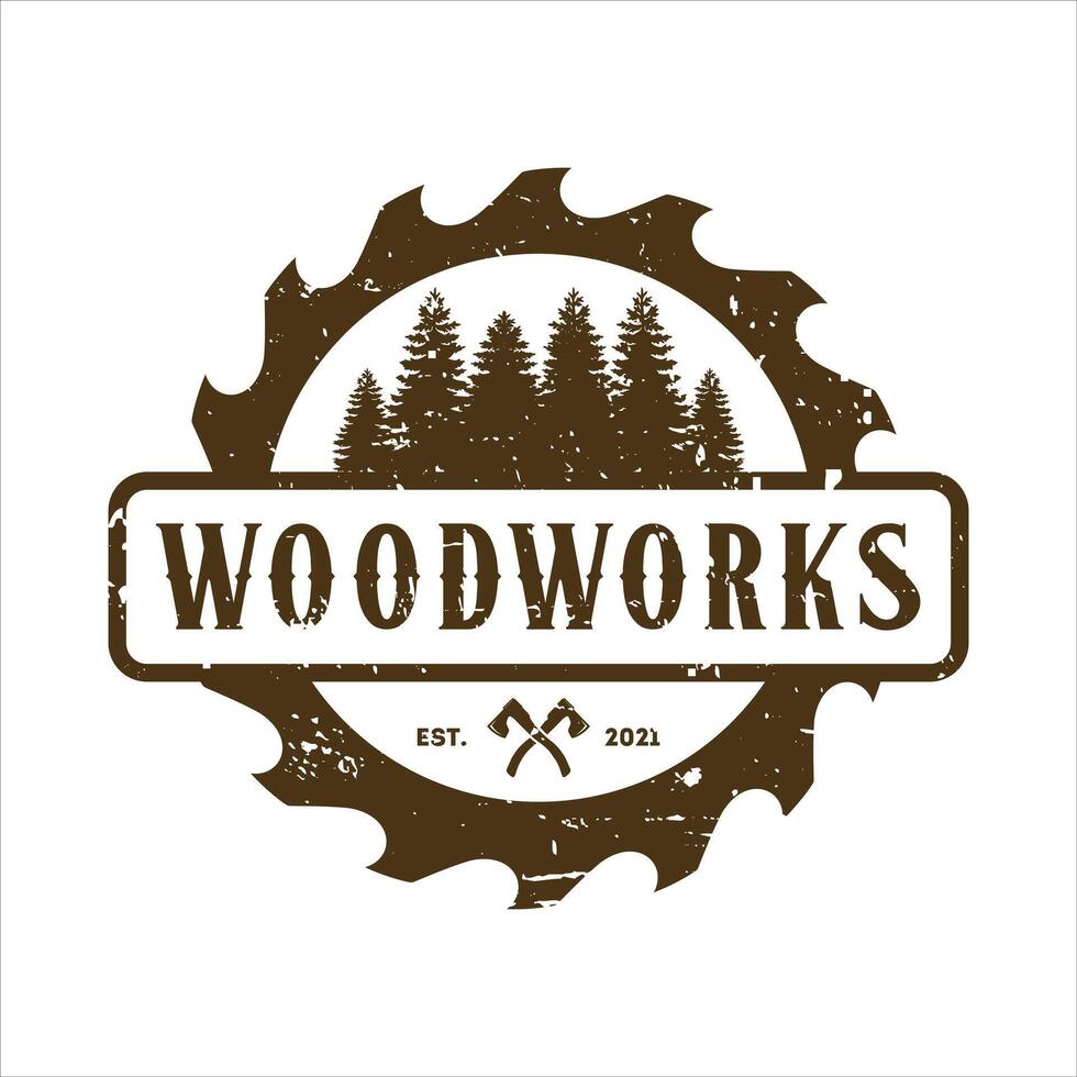 retro vintage, woodwork, carpentry logo template vector