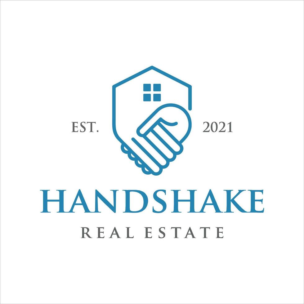 handshake real estate logo design template vector