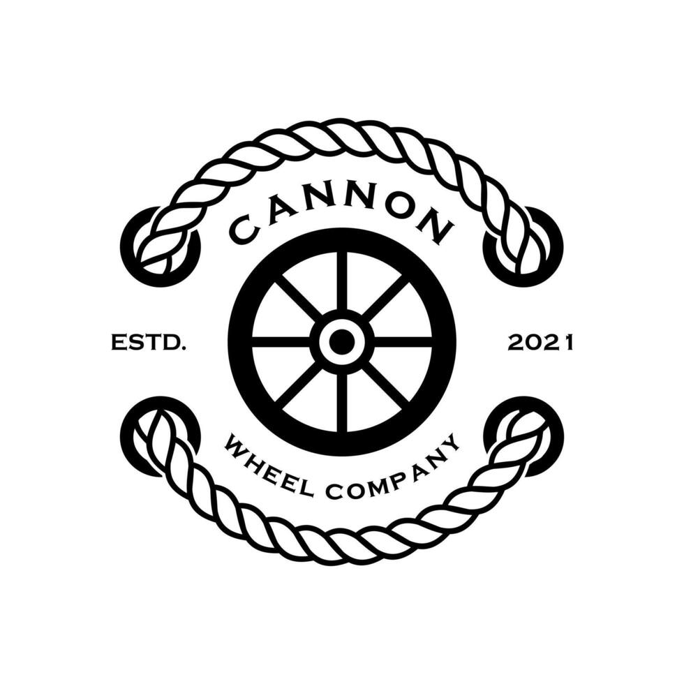 retro vintage, cannon wheel logo design template vector