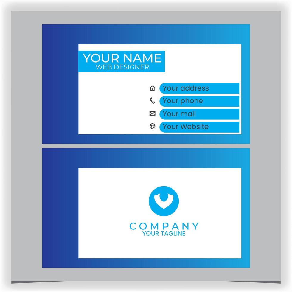 White and blue modern business card vector