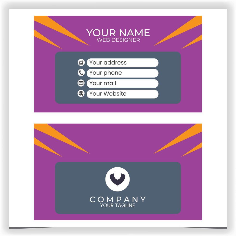 Purple orange business card design template vector