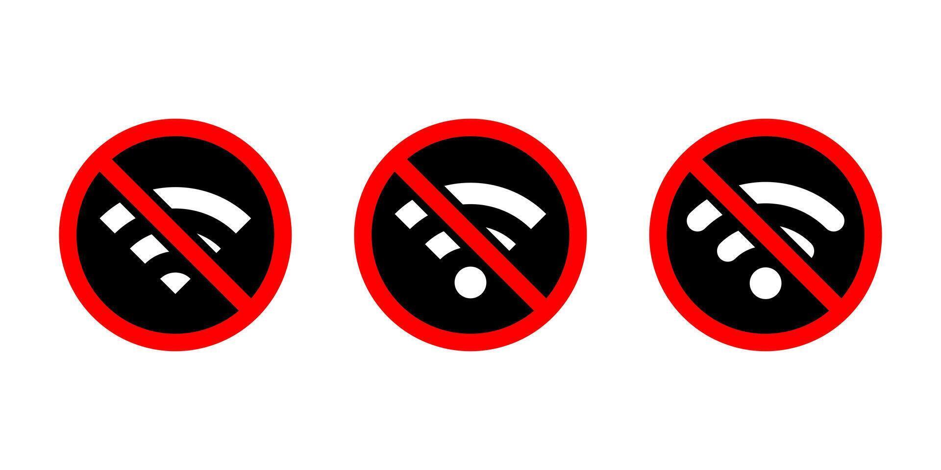 No wifi sign area icon. Wireless fidelity network with prohibition symbol vector