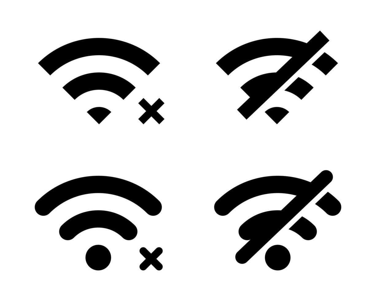 Disconnect wifi icon set. Lost wireless fidelity connection sign symbol vector
