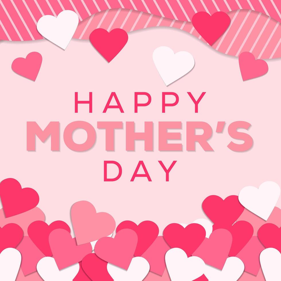 happy mother's day in paper art style illustration vector
