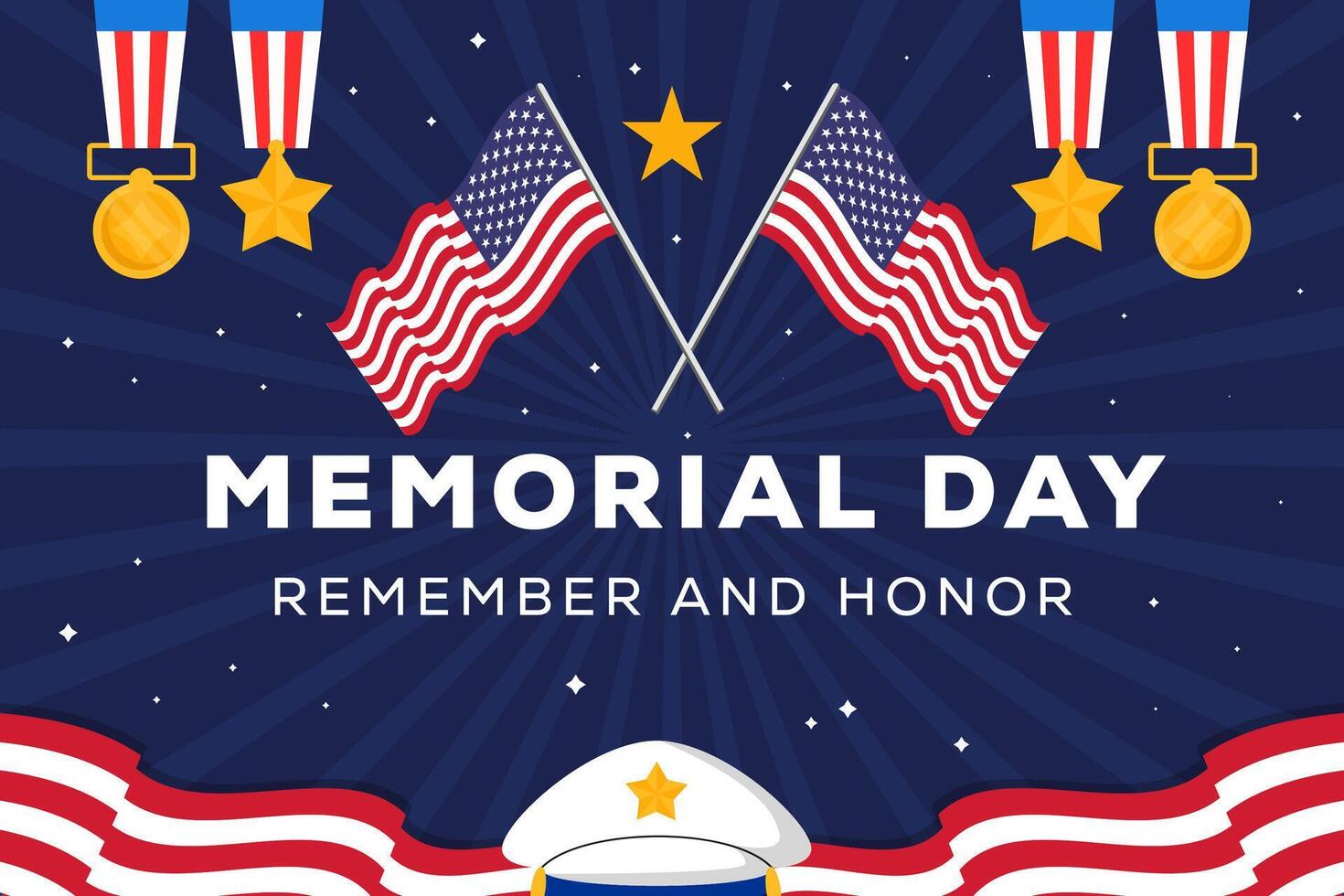 memorial day background illustration in flat style vector