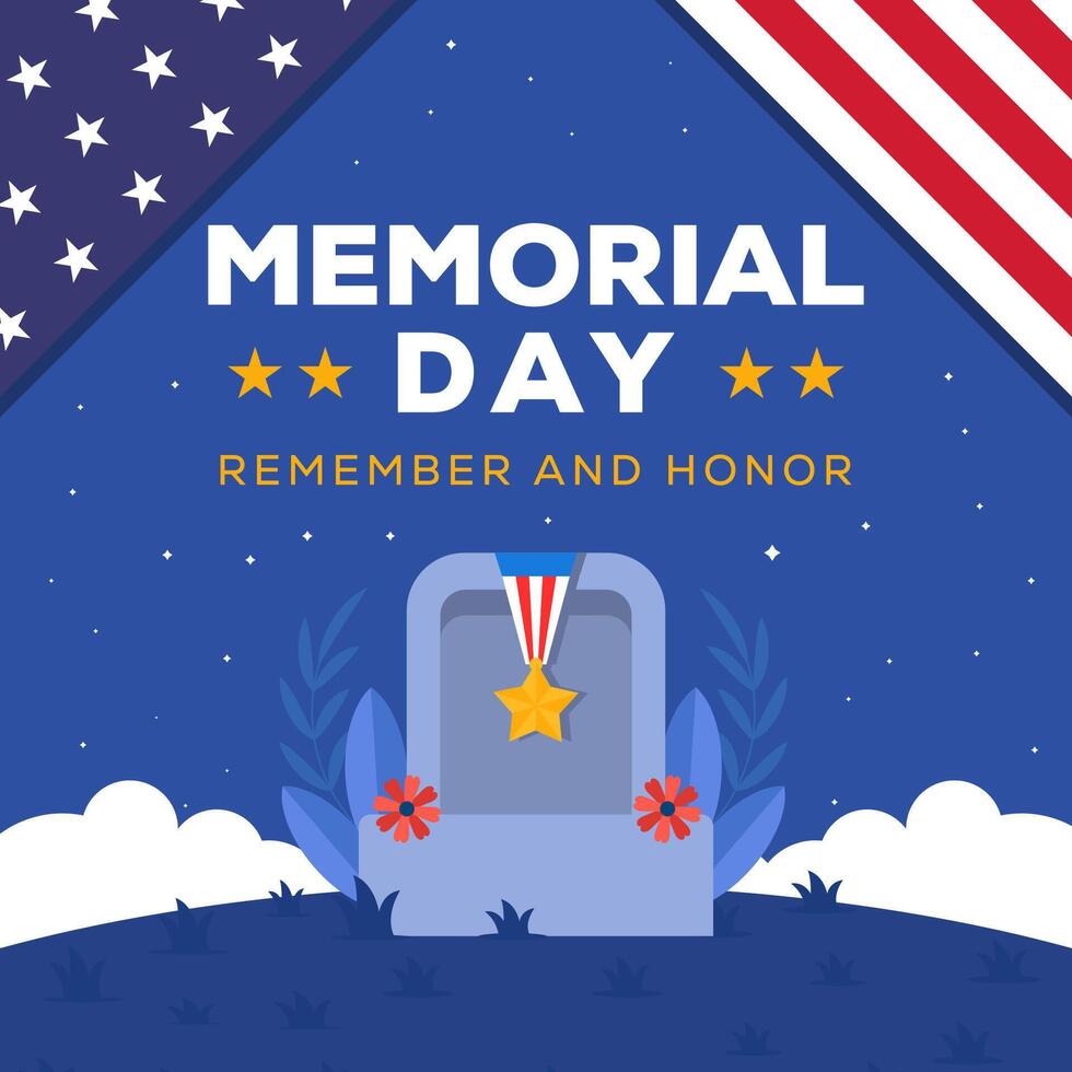 happy memorial day illustration design in flat style vector